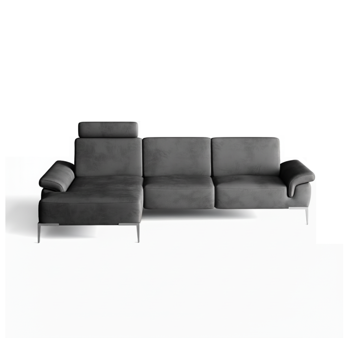 Диван WAVE B98-260-165L/55/VELLUTI GREY/BULTEX/01BR BRUSHED/E