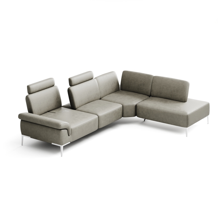 Диван WAVE B100-300-240T/58/KENIA SMOKE/BULTEX/01BR BRUSHED/E,E