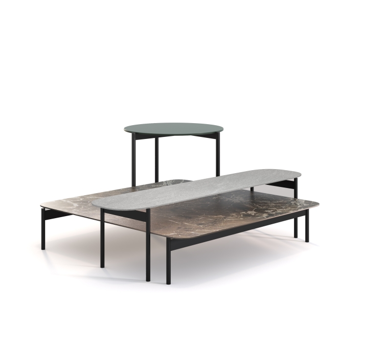 Стол журнальный LONG COFFEE TABLE BLACK PIASENTINA GRIGIO  130X29X40 СМ. (NRM00229)