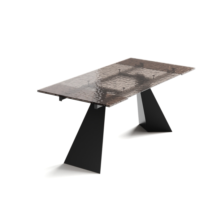 Стол обеденный STANT DINING TABLE BLACK BRONZE CLEAR HAMMERED  240X90X75 СМ. (NRM00542)