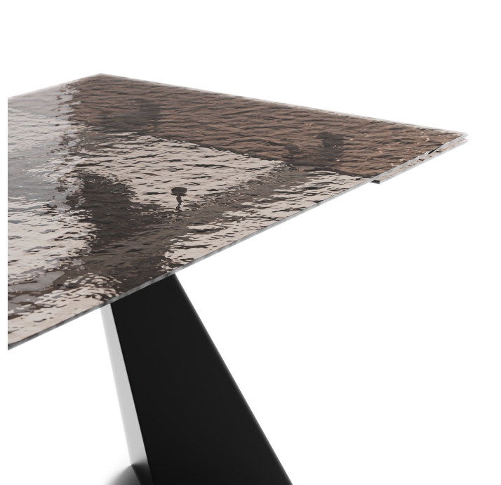 Стол обеденный STANT DINING TABLE BLACK BRONZE CLEAR HAMMERED  240X90X75 СМ. (NRM00542)