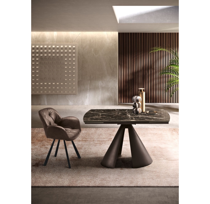 Стол обеденный MISSA DINING TABLE BROWN GLOSSY BROWN MARBLE  200X90X76 СМ. (NRM00540)