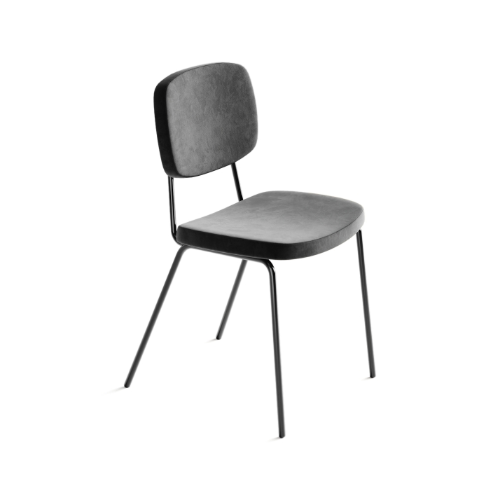 Стул интерьерный PASTEL CHAIR TESSUTO DARK GRAY BLACK FRAME Черный (NRM00559)