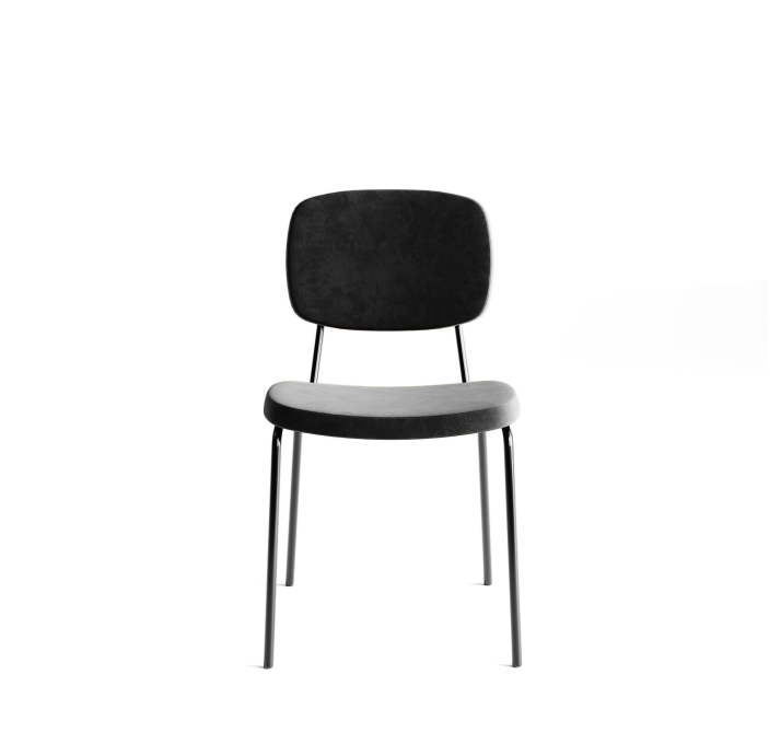 Стул интерьерный PASTEL CHAIR TESSUTO DARK GRAY BLACK FRAME Черный (NRM00559)