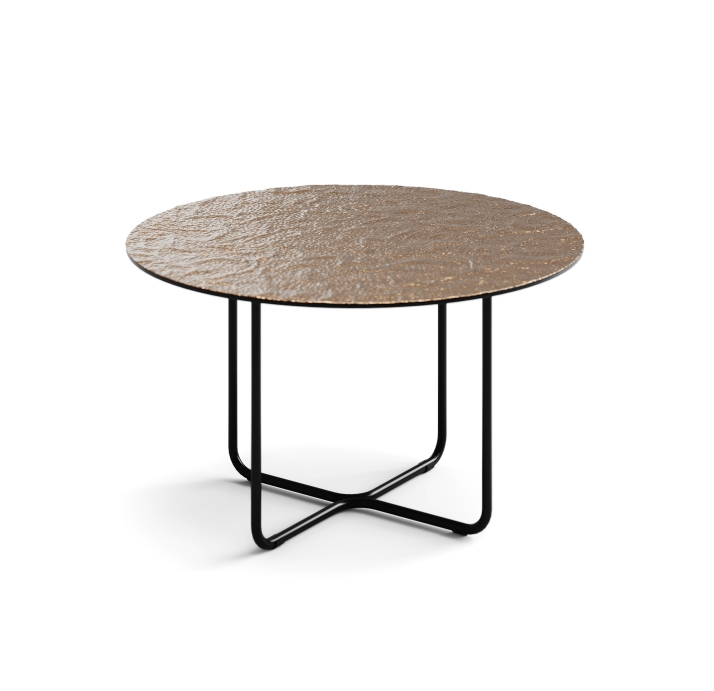 Стол журнальный PARADISO COFFEE TABLE NERO VETRO MARTELLATO BRONZO  60X60X33 СМ. (NRM00587)