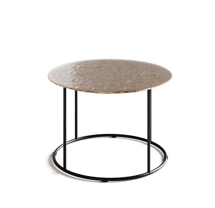 Стол журнальный ZEN SIDE TABLE NERO VETRO MARTELLATO BRONZO  60X60X42 СМ. (NRM00591)