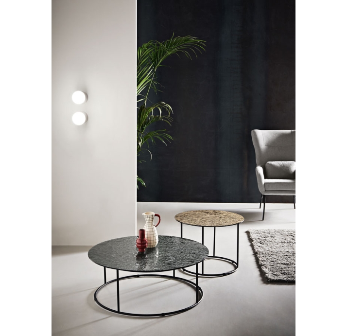 Стол журнальный ZEN COFFEE TABLE NERO VETRO MARTELLATO FUME  90X90X33 СМ. (NRM00590)