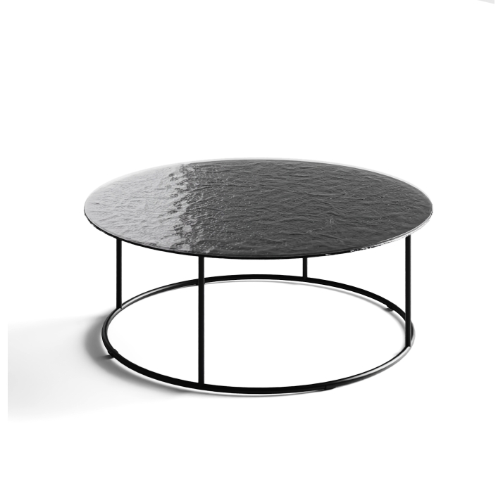 Стол журнальный ZEN COFFEE TABLE NERO VETRO MARTELLATO FUME  90X90X33 СМ. (NRM00590)