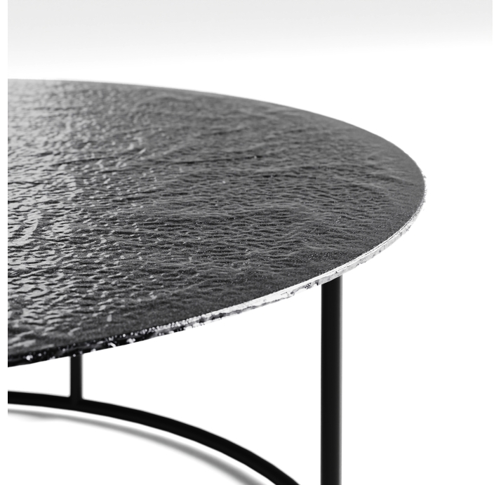 Стол журнальный ZEN COFFEE TABLE NERO VETRO MARTELLATO FUME  90X90X33 СМ. (NRM00590)