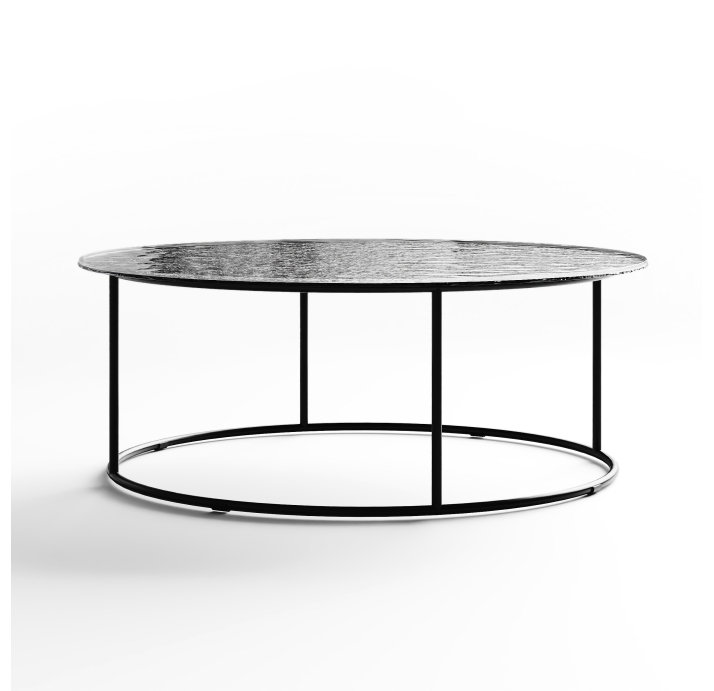 Стол журнальный ZEN COFFEE TABLE NERO VETRO MARTELLATO FUME  90X90X33 СМ. (NRM00590)