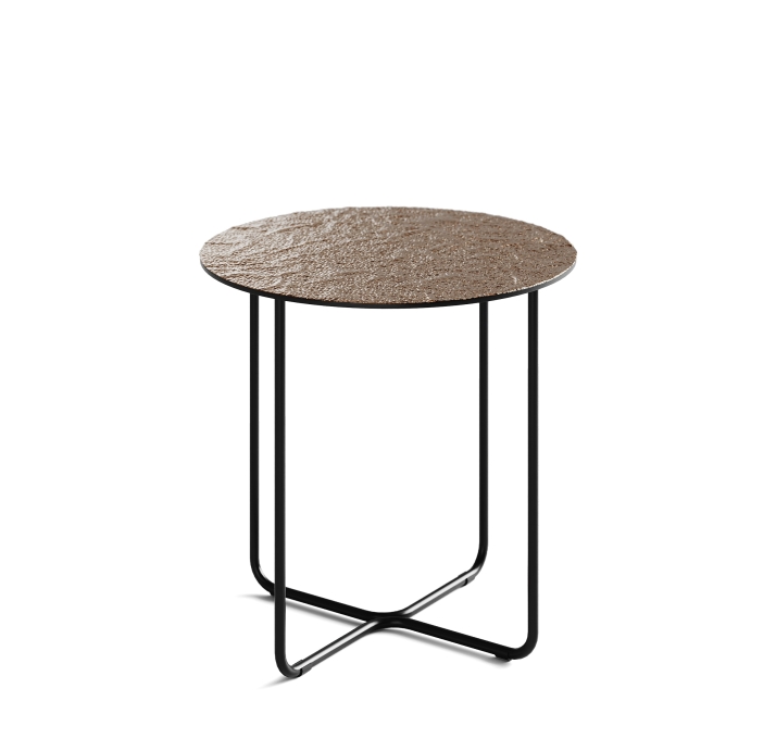 Стол приставной PARADISO SIDE TABLE NERO VETRO MARTELLATO BRONZO  45X45X45 СМ. (NRM00586)