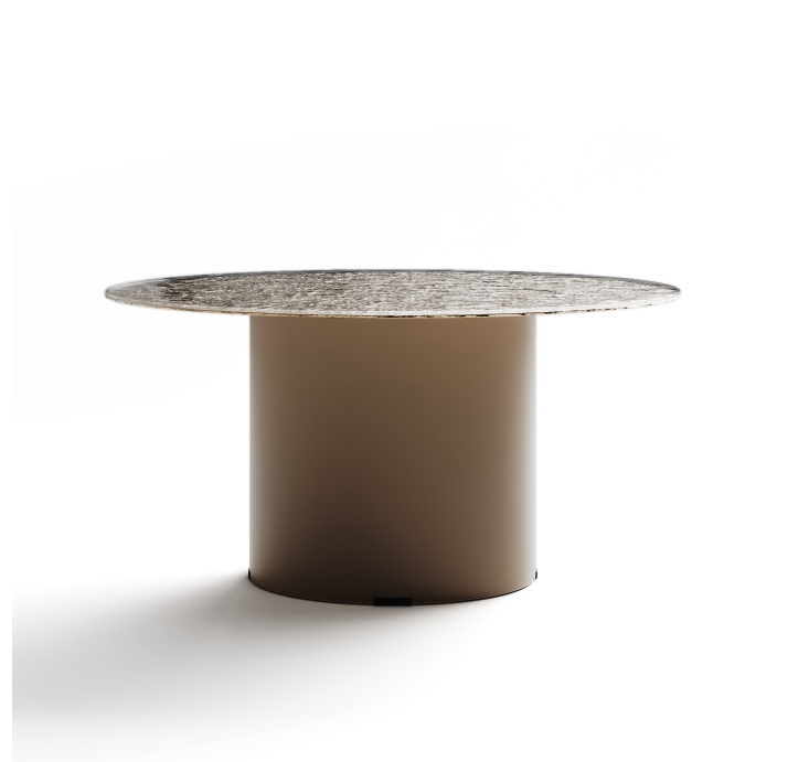 Стол журнальный NEBULA COFFEE TABLE PERLA BEIGE BRONZE PAINTED HAMMERED  60X60X30 СМ. (NRM00617)