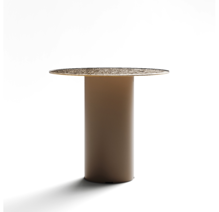 Стол приставной NEBULA SIDE TABLE PERLA BEIGE AMBER HAMMERED GLASS  45X45X40 СМ. (NRM00618)