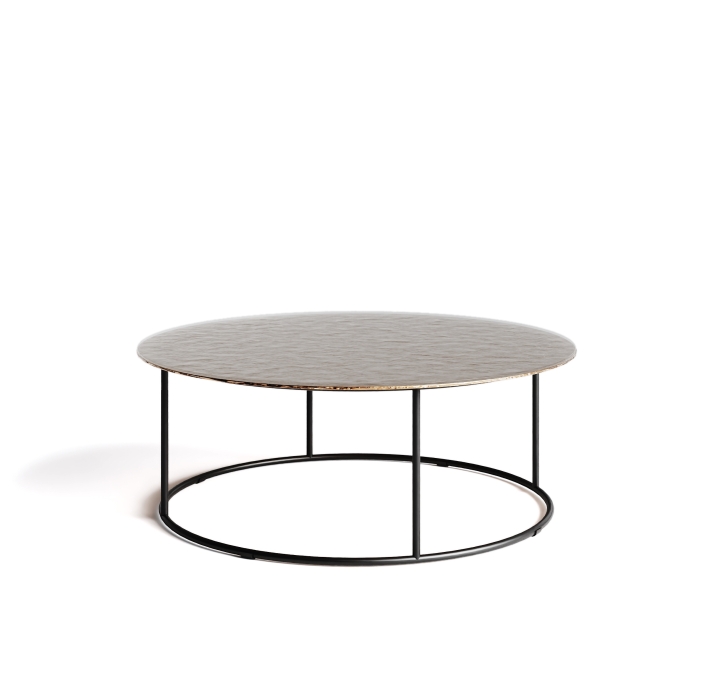 Стол журнальный ZEN COFFEE TABLE NERO VETRO MARTELLATO BRONZO  90X90X33 СМ. (NRM00677)