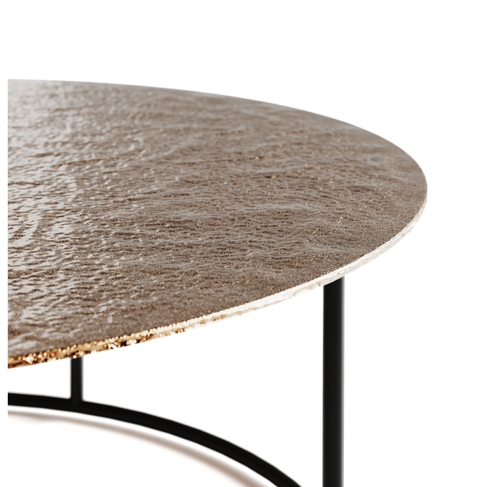 Стол журнальный ZEN COFFEE TABLE NERO VETRO MARTELLATO BRONZO  90X90X33 СМ. (NRM00677)