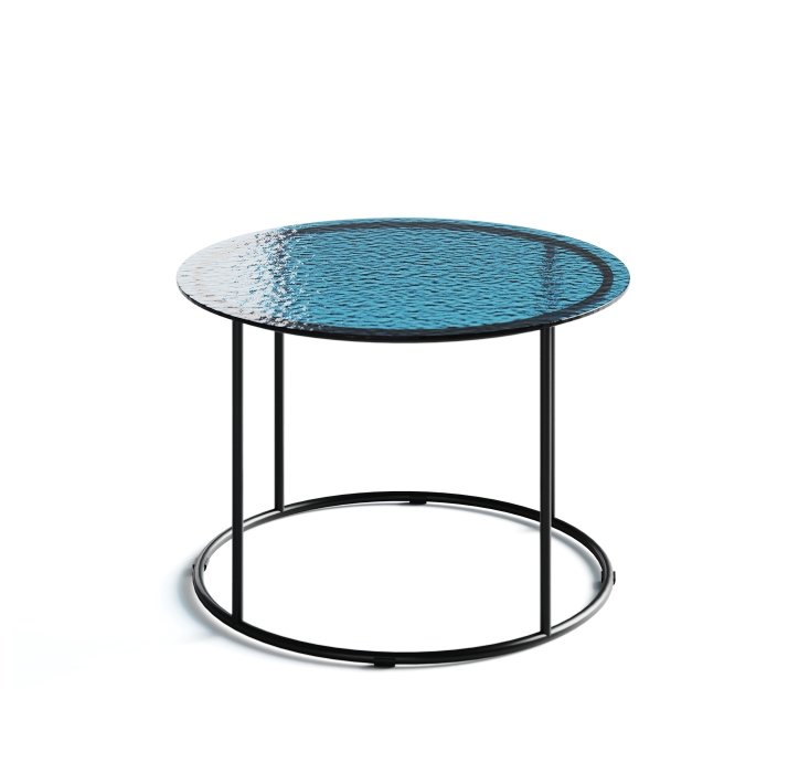 Стол журнальный ZEN SIDE TABLE NERO VETRO BLÙ MARTELLATO  60X60X42 СМ. (NRM00680)