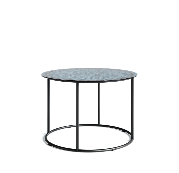 Стол журнальный ZEN SIDE TABLE NERO VETRO BLÙ MARTELLATO  60X60X42 СМ. (NRM00680)