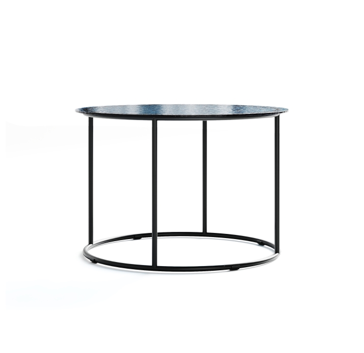 Стол журнальный ZEN SIDE TABLE NERO VETRO BLÙ MARTELLATO  60X60X42 СМ. (NRM00680)