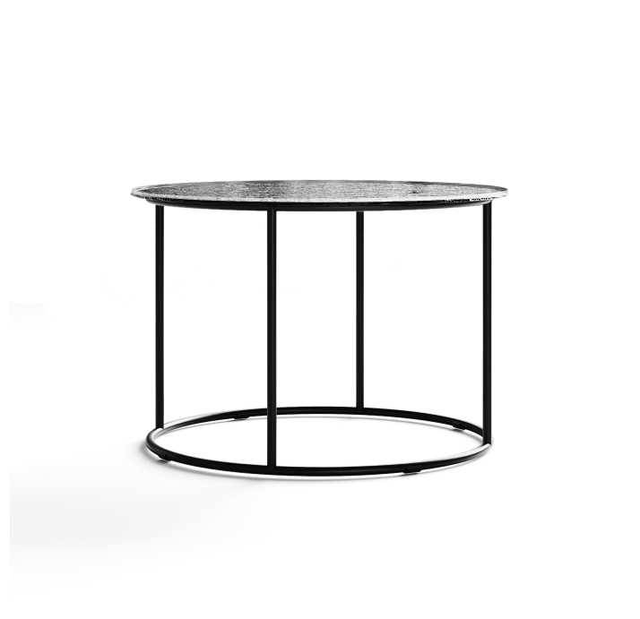 Стол журнальный ZEN SIDE TABLE NERO VETRO MARTELLATO FUME  60X60X42 СМ. (NRM00679)