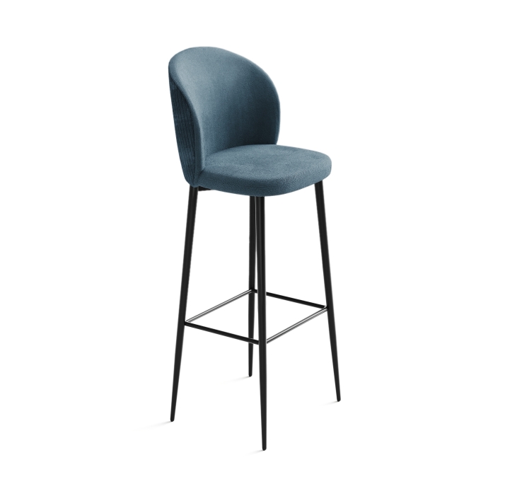 Стул полубарный EVA BAR STOOL TESSUTO BLUE BLACK FRAME Черный (NRM00692)