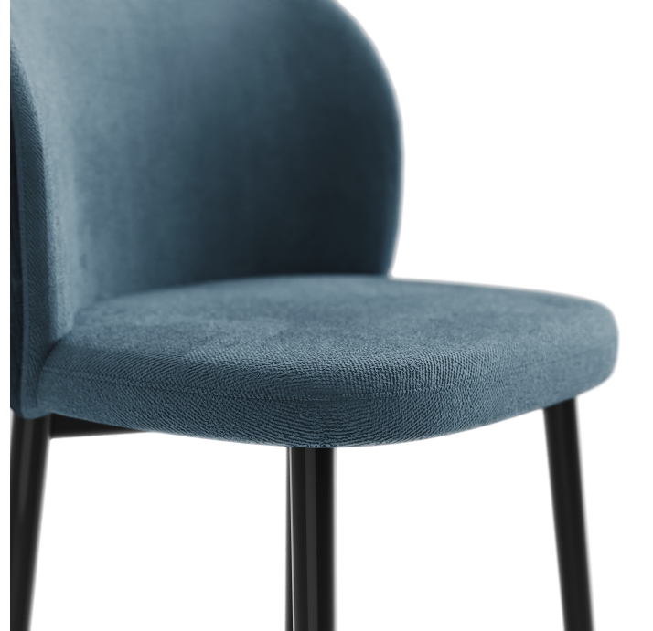 Стул полубарный EVA BAR STOOL TESSUTO BLUE BLACK FRAME Черный (NRM00692)