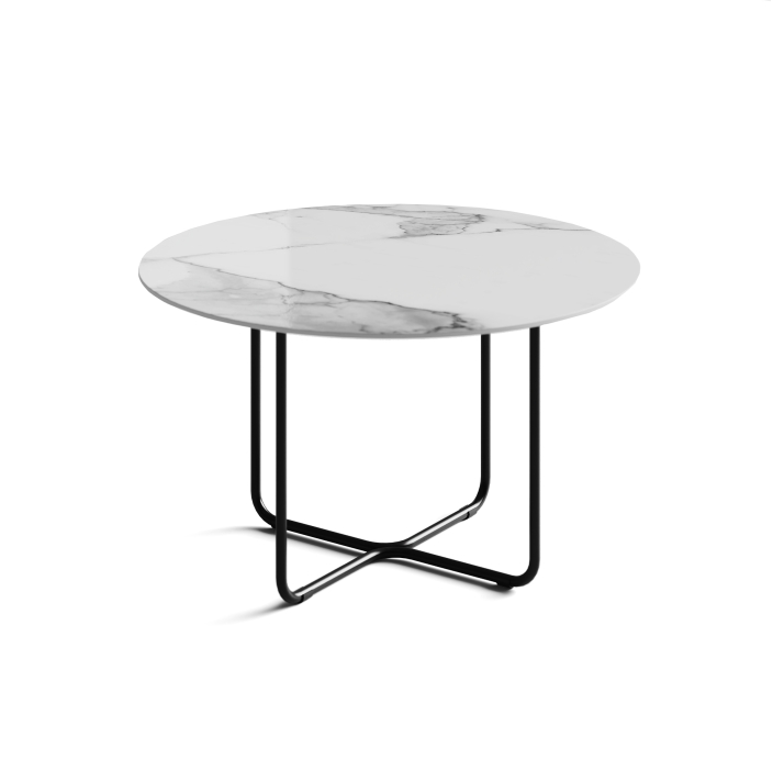 Стол журнальный PARADISO COFFEE TABLE NERO MARBLE EFFECT GLOSSY BIANCO STATUARIO  60X60X33 СМ. (NRM0