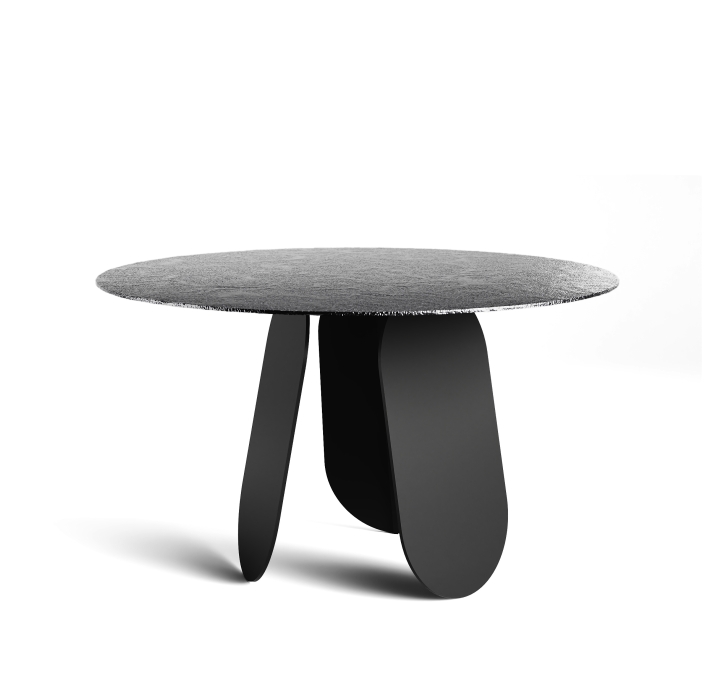 Стол обеденный POLLY DINING TABLE BLACK SMOKY PAINTED HAMMERED  140X140X75 СМ. (NRM00746)