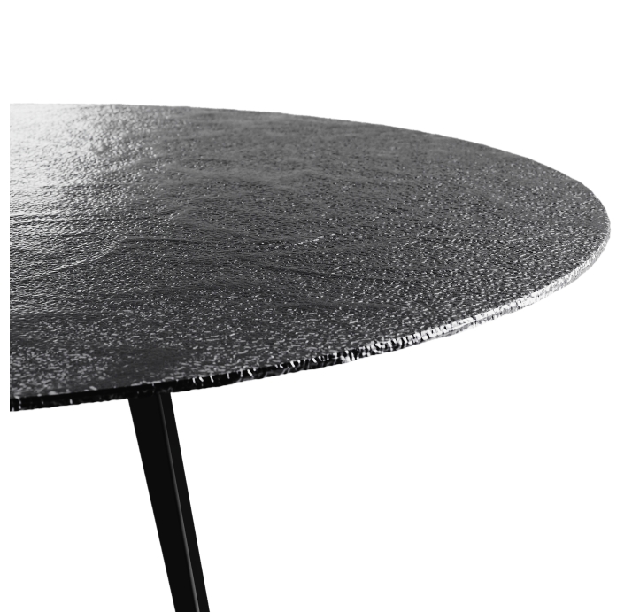 Стол обеденный POLLY DINING TABLE BLACK SMOKY PAINTED HAMMERED  140X140X75 СМ. (NRM00746)