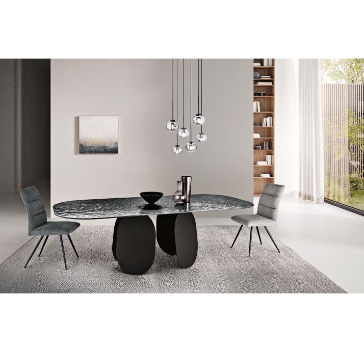 Стол обеденный POLLY DINING TABLE BLACK SMOKY PAINTED HAMMERED  240X110X75 СМ. (NRM00758)