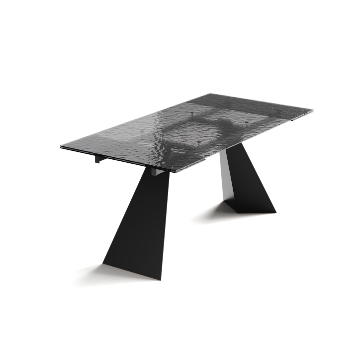 Стол обеденный STANT DINING TABLE BLACK SMOKY CLEAR HAMMERED GLASS  240X90X75 СМ. (NRM00764)