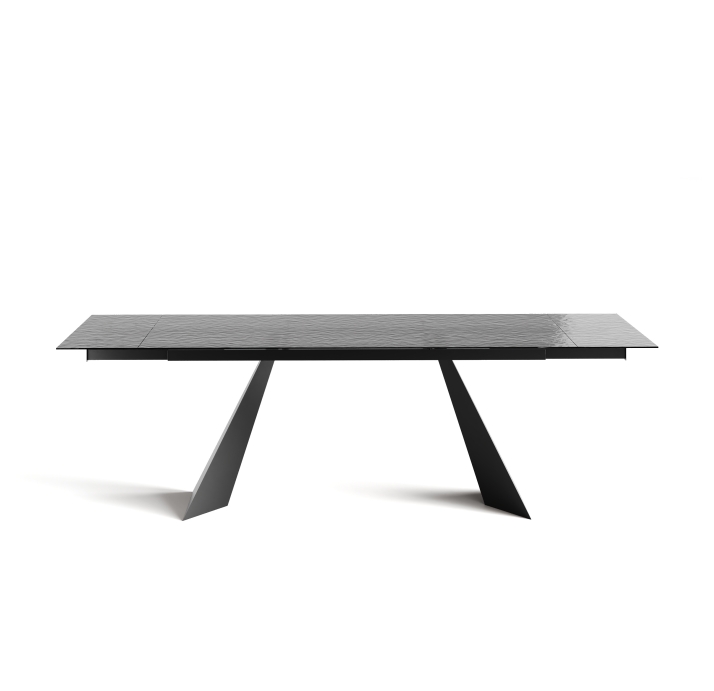 Стол обеденный STANT DINING TABLE BLACK SMOKY CLEAR HAMMERED GLASS  240X90X75 СМ. (NRM00764)