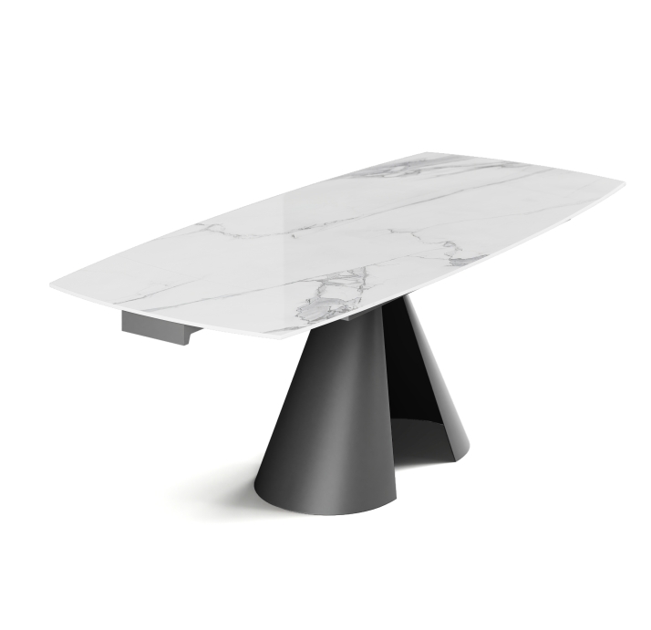 Стол обеденный MISSA DINING TABLE ANTHRACITE GLOSSY WHITE MARBLE  200X90X76 СМ. (NRM00802)