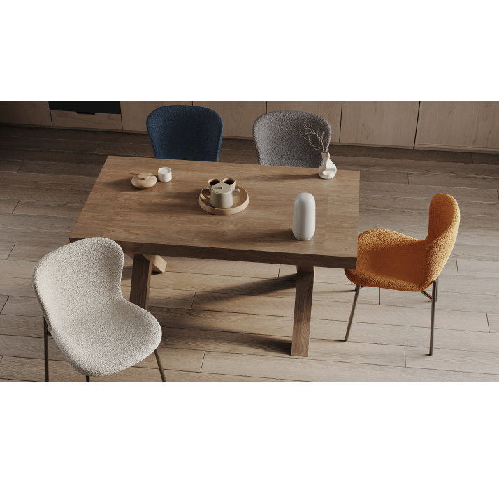 Стул интерьерный SAM CHAIR TESSUTO BOUCLÉ ÉCRU GRAY BLACK FRAME Черный (NRM00908)