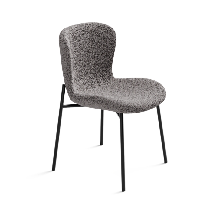 Стул интерьерный SAM CHAIR TESSUTO BOUCLÉ ÉCRU GRAY BLACK FRAME Черный (NRM00908)