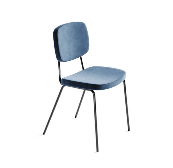 Стул интерьерный PASTEL CHAIR TESSUTO BLUE BLACK FRAME Черный (NRM00906)