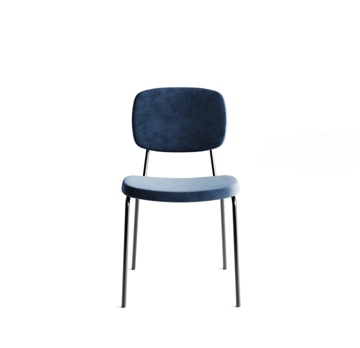 Стул интерьерный PASTEL CHAIR TESSUTO BLUE BLACK FRAME Черный (NRM00906)