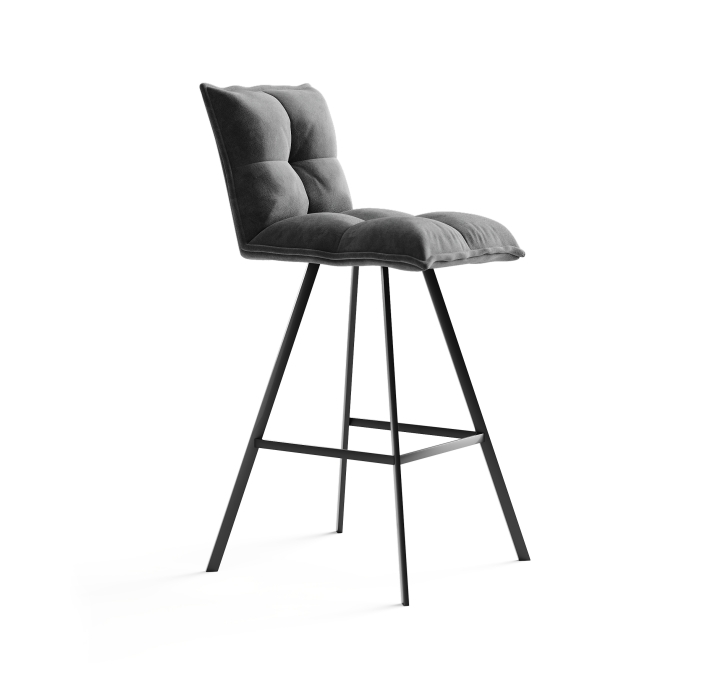 Стул полубарный TUNE BAR STOOL TESSUTO SMOKY GRAY BLACK FRAME Черный (NRM01029)