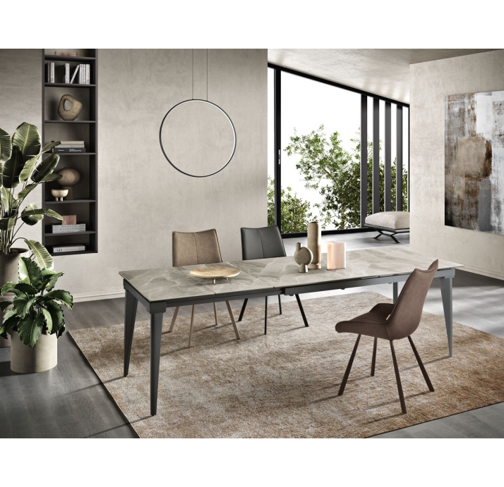 Стол обеденный AUSTRI DINING TABLE ANTHRACITE GLOSSY GRAY MARBLE  240X90X75 СМ. (NRM01081)