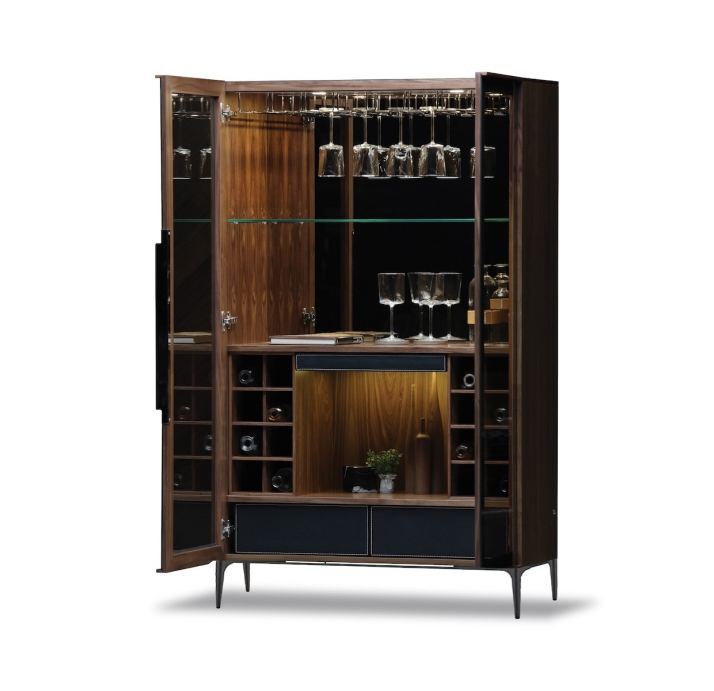 Комод BARON BAR CABINET Polished walnut Polished walnut GLASS 100X47X174 СМ. (FUG00005)