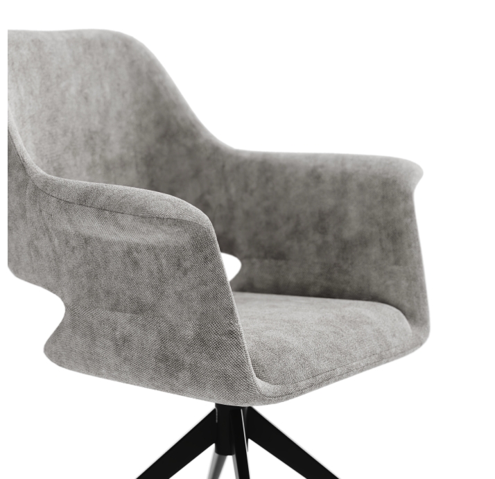 Стул крутящийся MICHELE SWIVEL CHAIR TESSUTO LIGHT GRAY BLACK FRAME Черный (NRM01180)