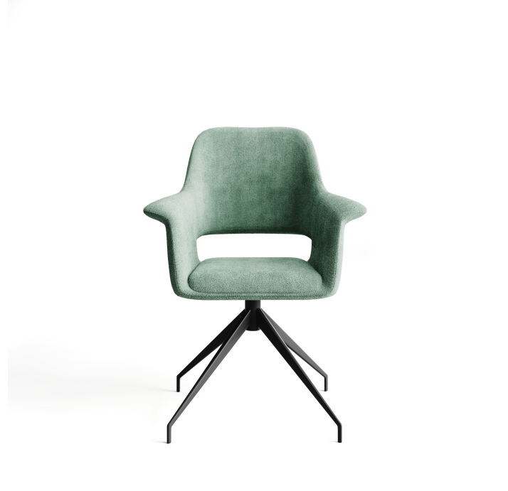 Стул крутящийся MICHELE SWIVEL CHAIR TESSUTO Green BLACK FRAME Черный (NRM01179)