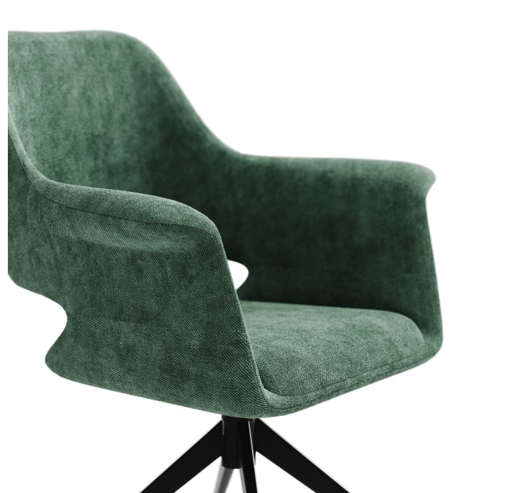 Стул крутящийся MICHELE SWIVEL CHAIR TESSUTO Green BLACK FRAME Черный (NRM01179)