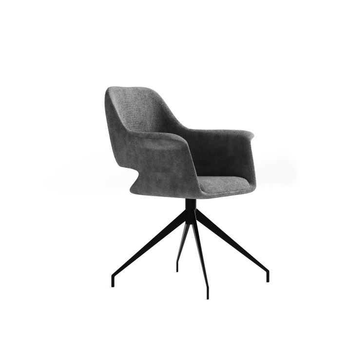 Стул крутящийся MICHELE SWIVEL CHAIR TESSUTO SMOKY GRAY BLACK FRAME Черный (NRM01177)