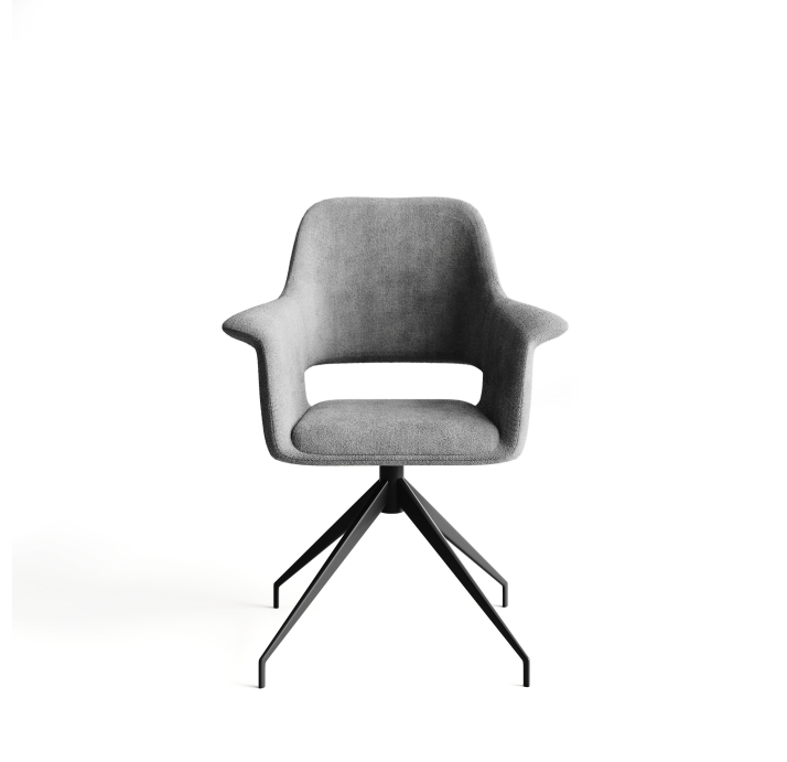 Стул крутящийся MICHELE SWIVEL CHAIR TESSUTO SMOKY GRAY BLACK FRAME Черный (NRM01177)