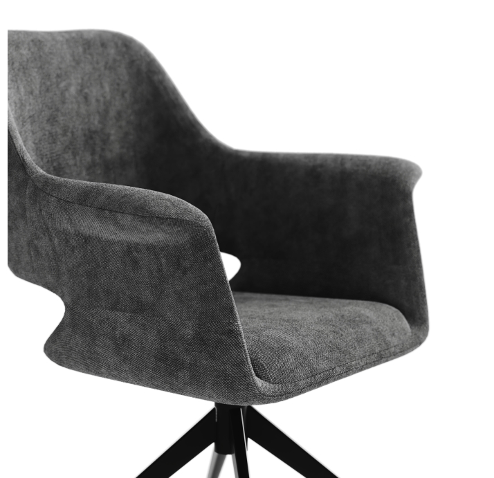 Стул крутящийся MICHELE SWIVEL CHAIR TESSUTO SMOKY GRAY BLACK FRAME Черный (NRM01177)