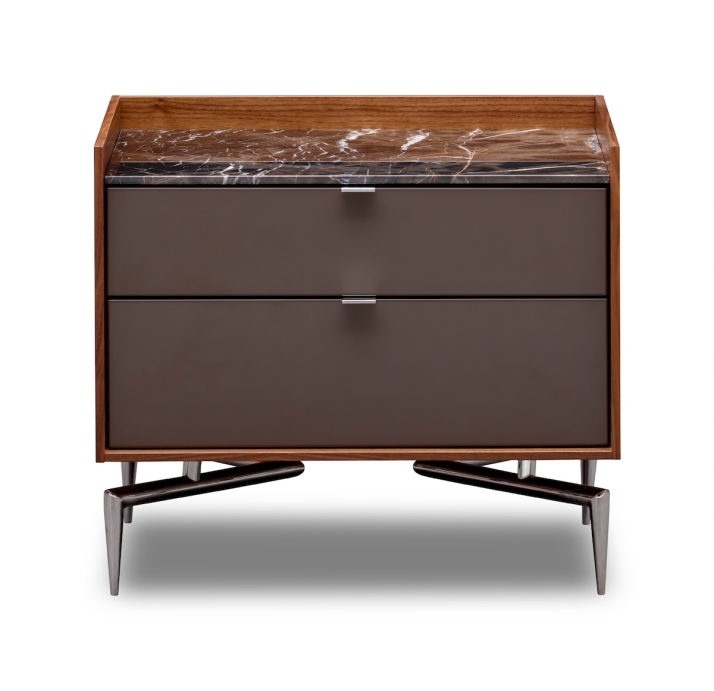 Тумба прикроватная MEST NIGHTSTAND Natural walnut Rivera marble Matte LK17 Brown 62X48X55 СМ. (FUG00