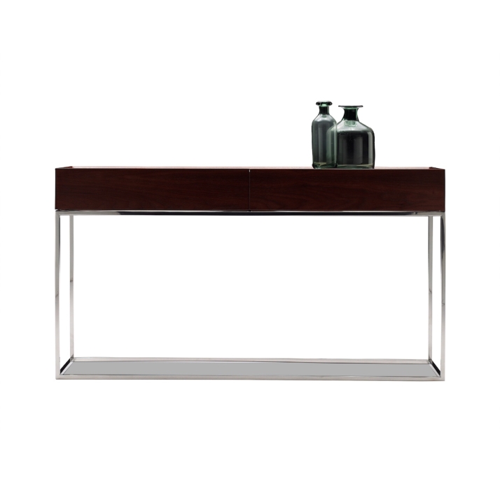 Консоль напольная NEWS CONSOLE TABLE Natural walnut veneer MIRROR BRONZE - 138X40X77 СМ. (FUG00010)