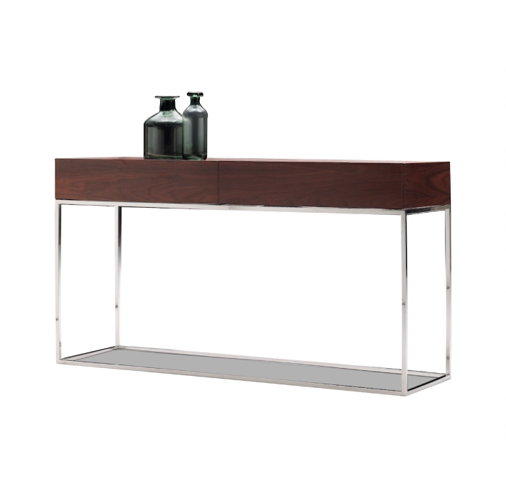 Консоль напольная NEWS CONSOLE TABLE Natural walnut veneer MIRROR BRONZE - 138X40X77 СМ. (FUG00010)