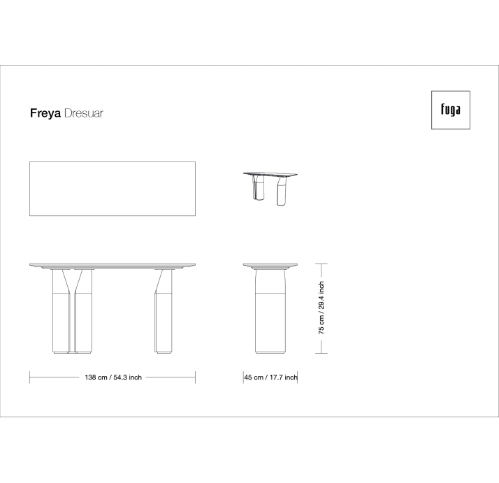 Консоль напольная FREYA CONSOLE TABLE Anthracite walnut veneer MARBLE AURA / 138X45X74,5 СМ. (FUG000