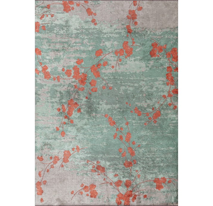 Ковер современный MARQUISE BLOSSOM 300X200 см.  (NRM03151) CORAL - RIVER GREEN - LIGHT CREAM